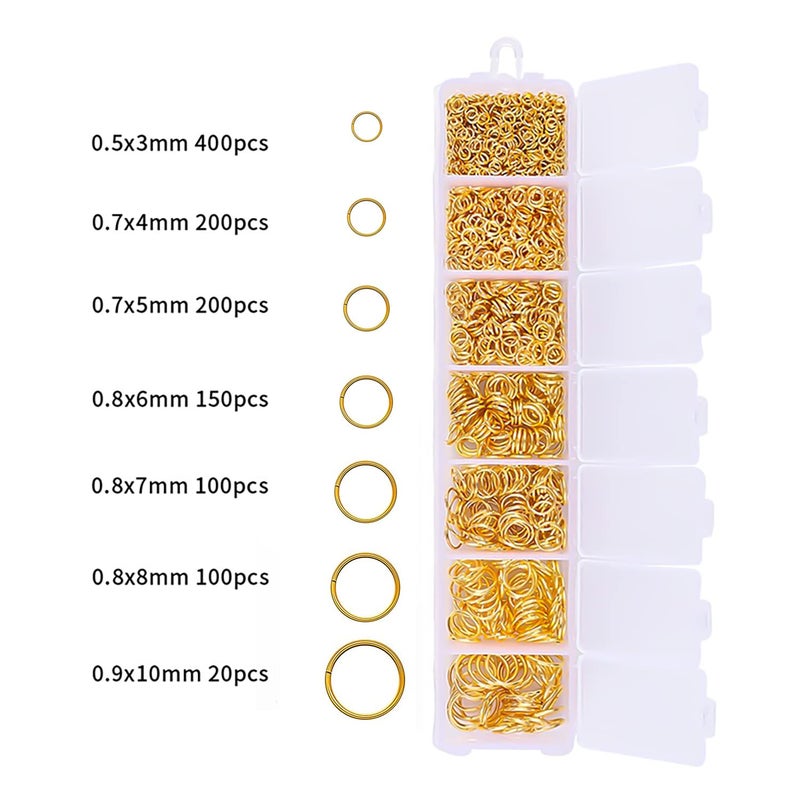 DANNEASY 1070pcs Nail Art Dangle Charm Piercing Tool Hand Drill Charms Jump Rings Connectors Accessories for Jewelry Craft Making (Gold) - Image 3